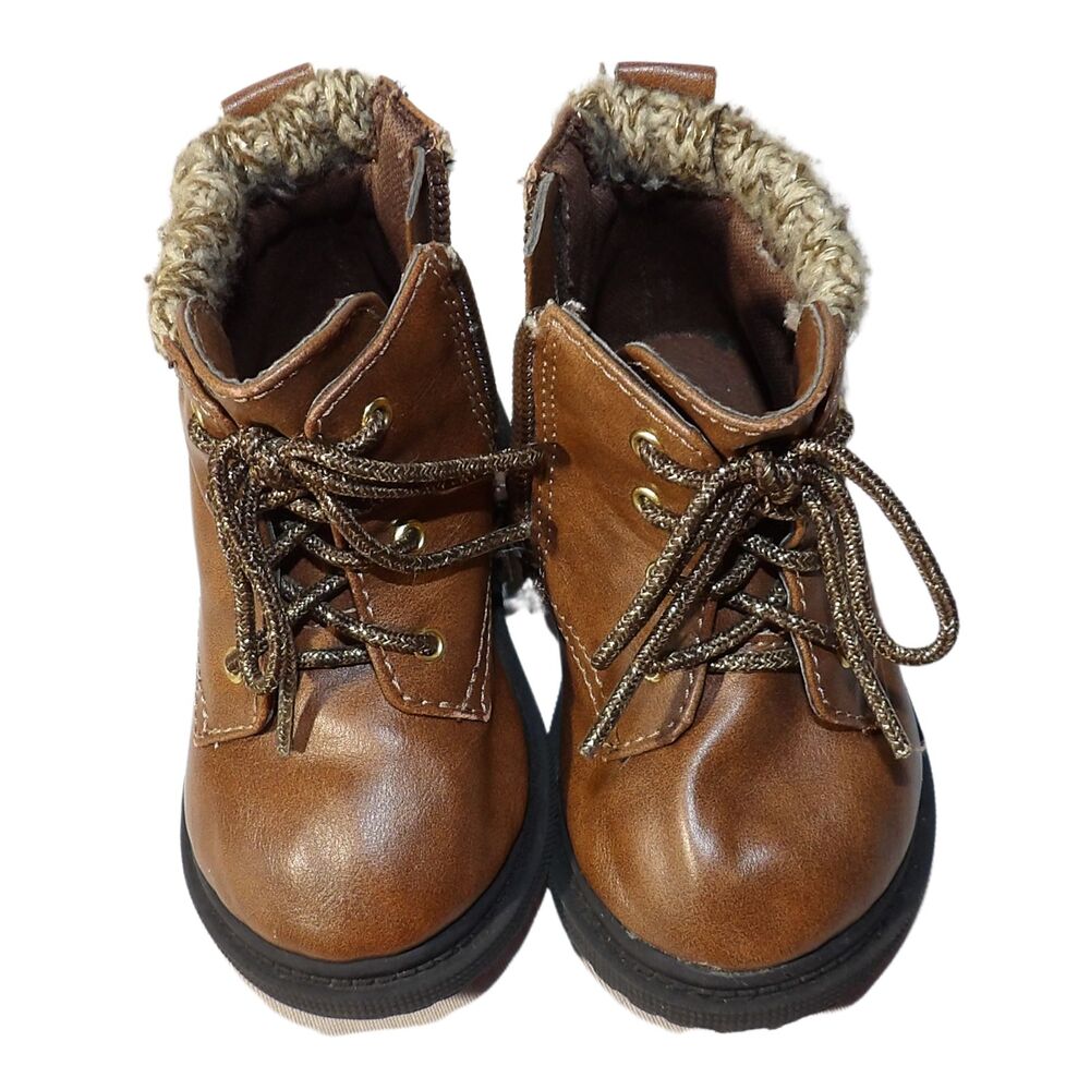 Wonder Nation‎ Sweater Lined Moto Casual Brown Boots Toddler Shoes Size 4